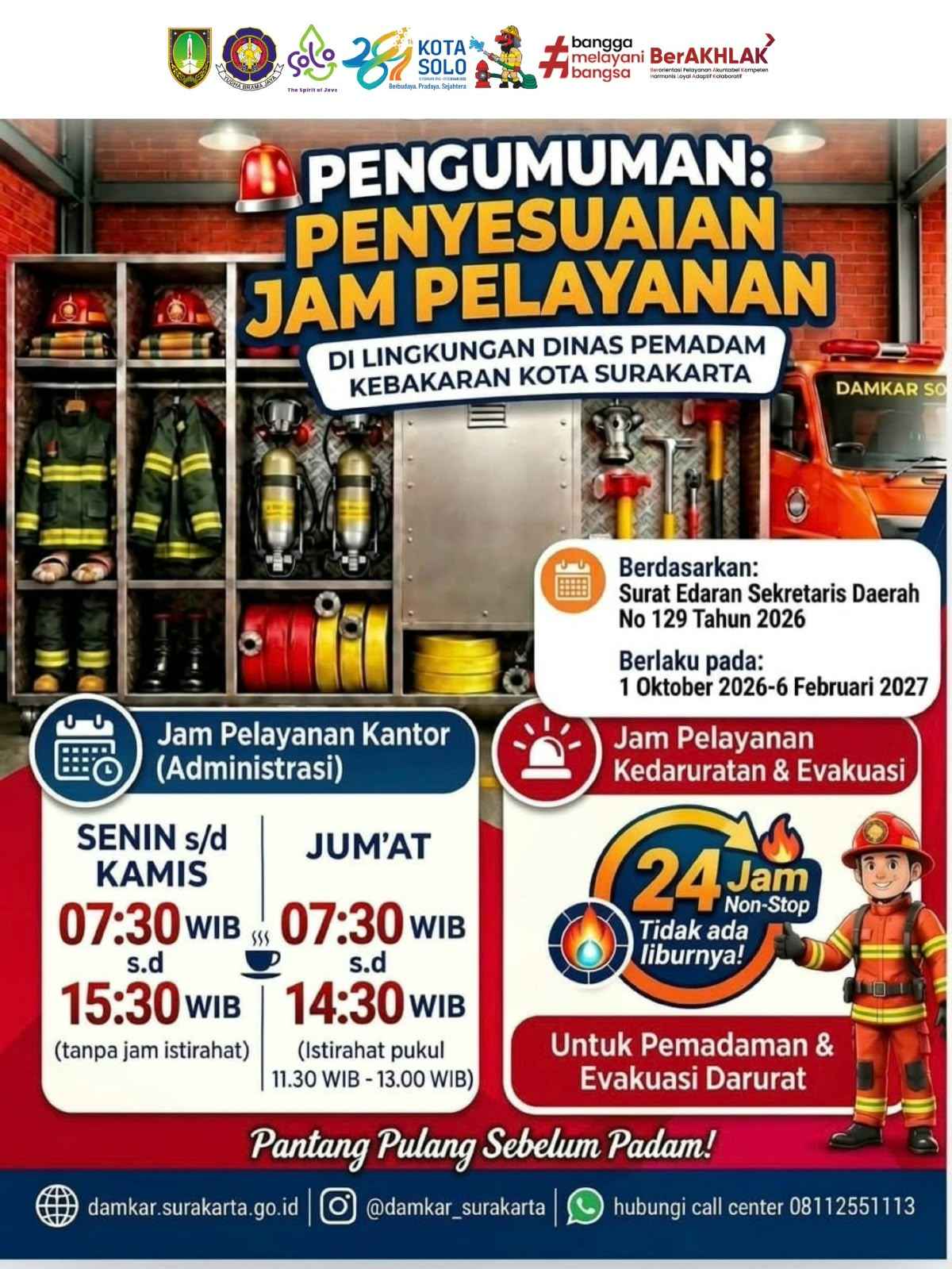 Pengumuman Penyersuaian Jam Pelayanan
